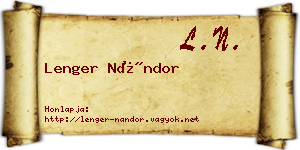 Lenger Nándor névjegykártya